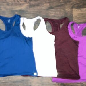 Women's Racerback Tank Top Set - Amazon essentials Blue, White, Burgundy, Purple
